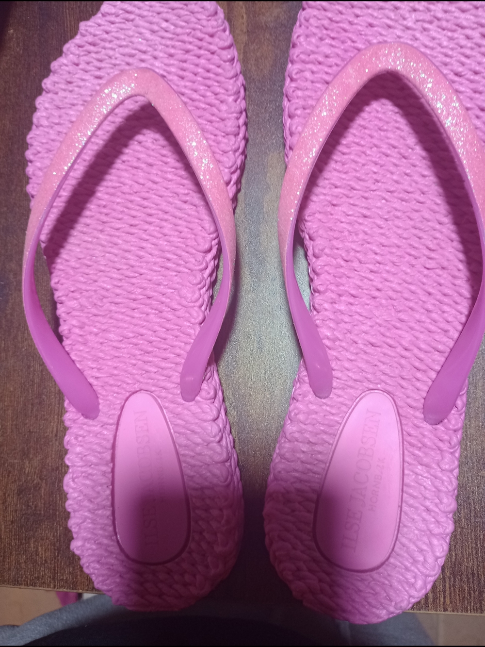 Ilse Jacobsen Pink Glitter Strap Flip Flops